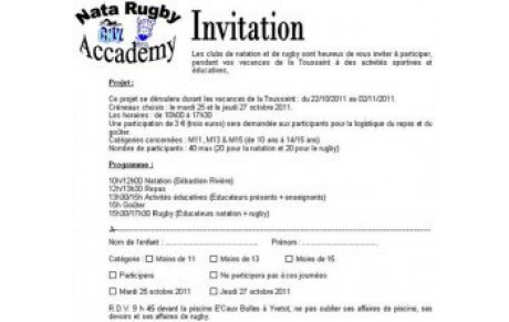 Congés de la Toussaint: Natarugby Academy